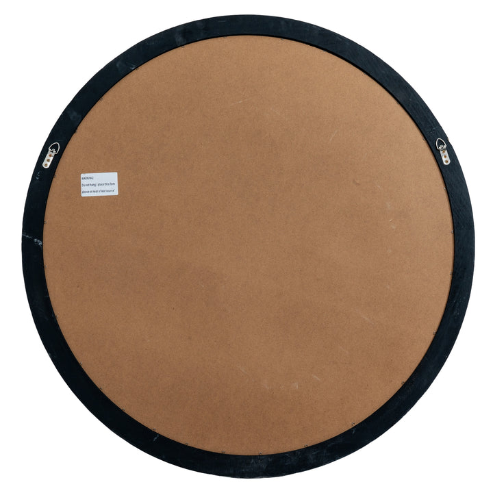 Black Wood Round Window Mirror