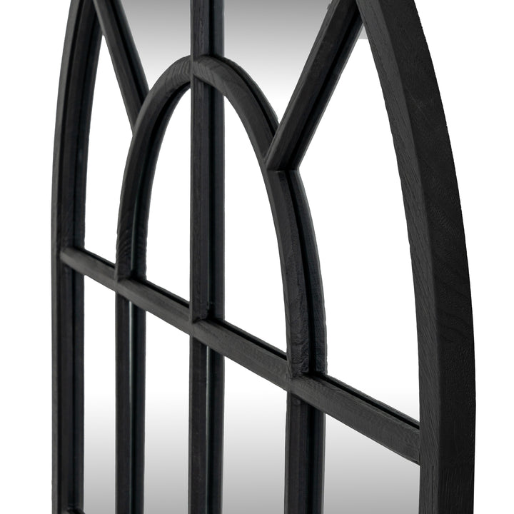 Black Wood Arched Window Mirror