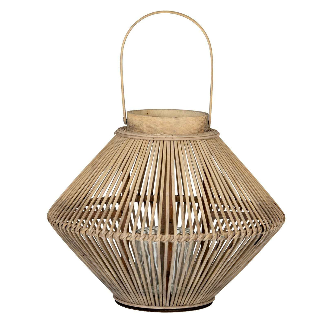 Cone Wicker Lantern With Glass Holder