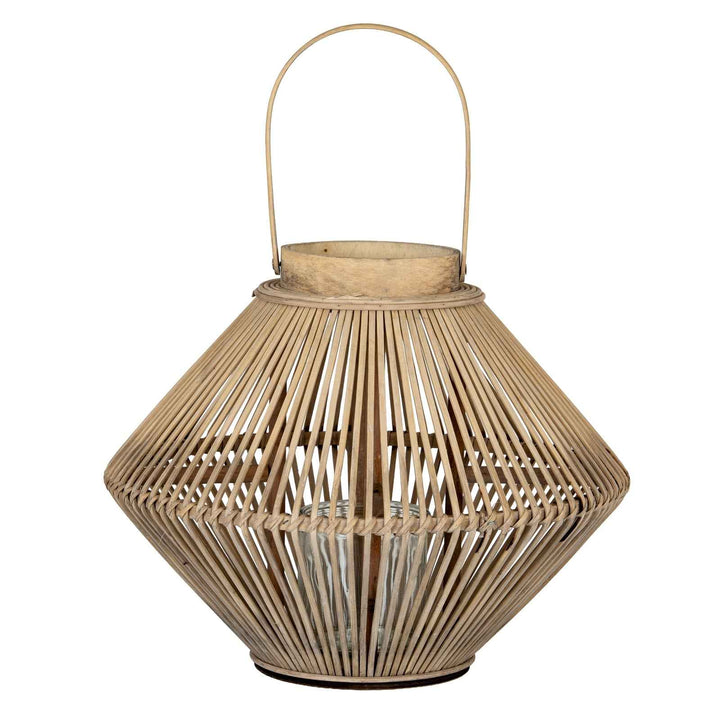 Cone Wicker Lantern With Glass Holder