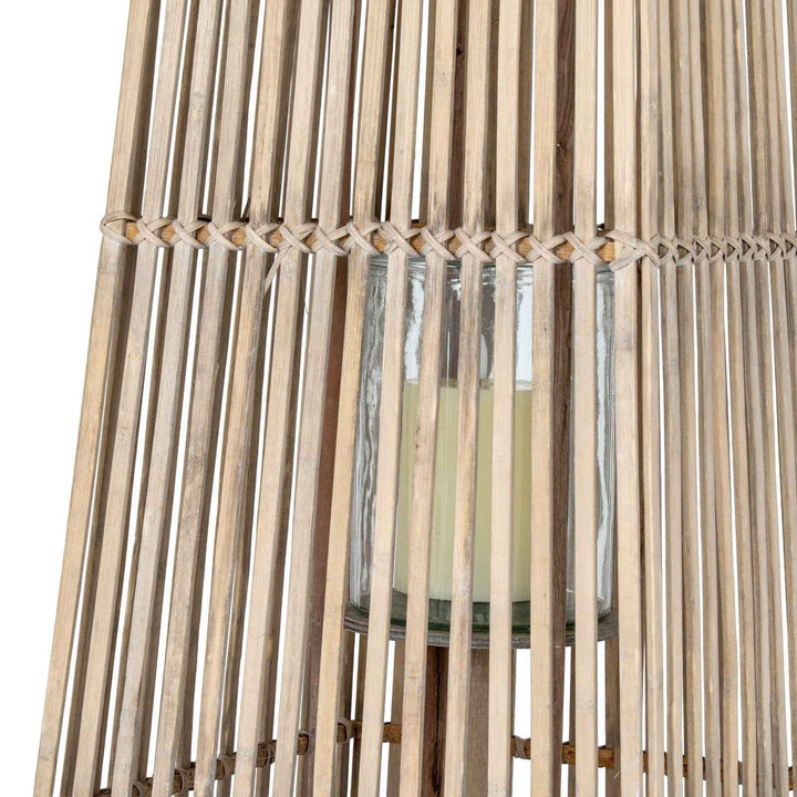 Silo Wicker Lantern With Glass Holder Decorative Indoor Outdoor Table Centerpiece