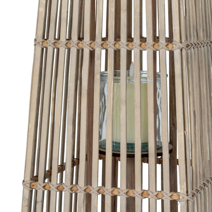 Silo Wicker Lantern With Glass Holder Decorative Indoor Outdoor Table Centerpiece