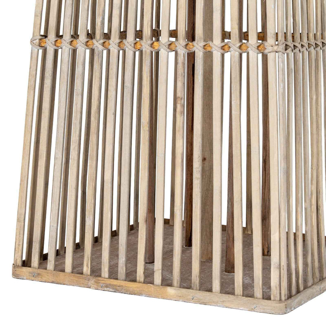 Silo Wicker Lantern With Glass Holder Decorative Indoor Outdoor Table Centerpiece