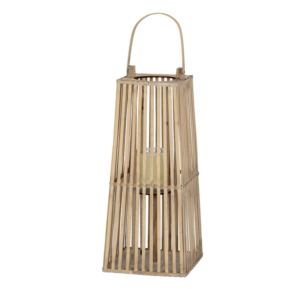 Small Silo Wicker Lantern With Glass Holder