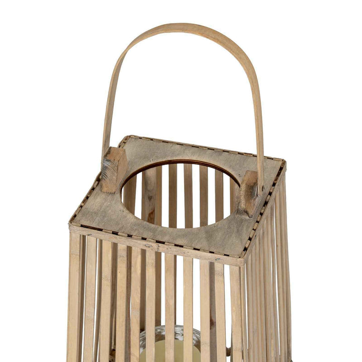 Silo Wicker Lantern With Glass Holder Decorative Indoor Outdoor Table Centerpiece