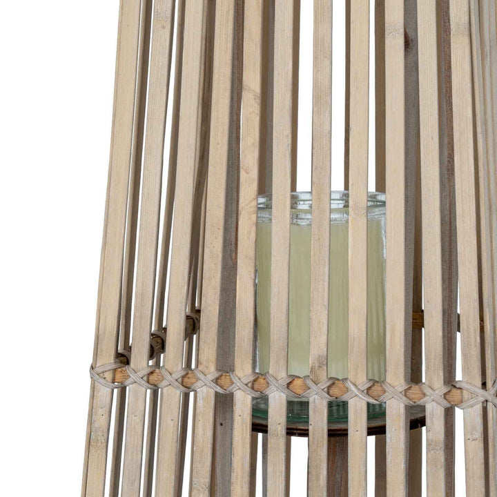 Silo Wicker Lantern With Glass Holder Decorative Indoor Outdoor Table Centerpiece