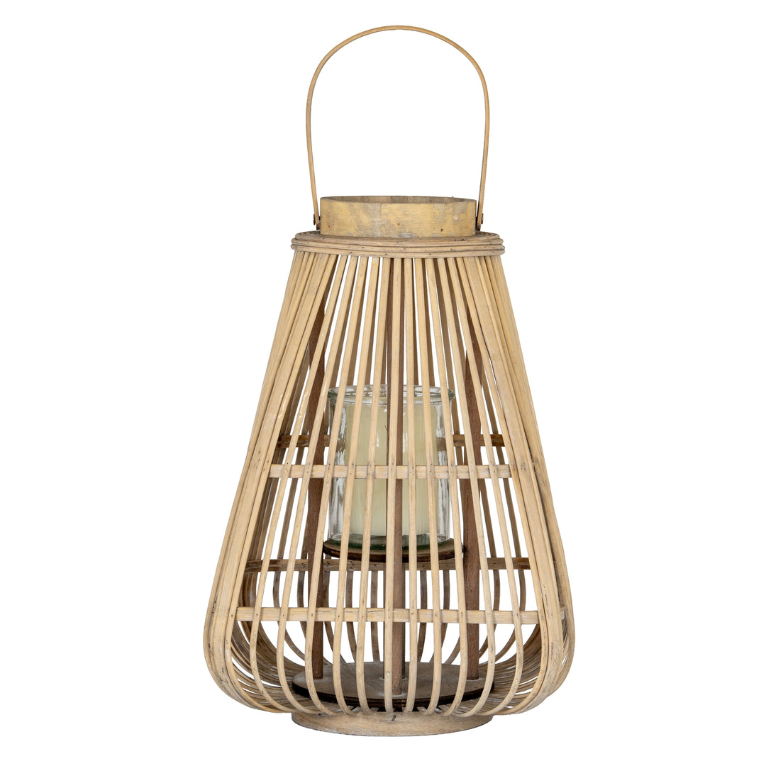 Large Peardrop Wicker Lantern With Glass Holder