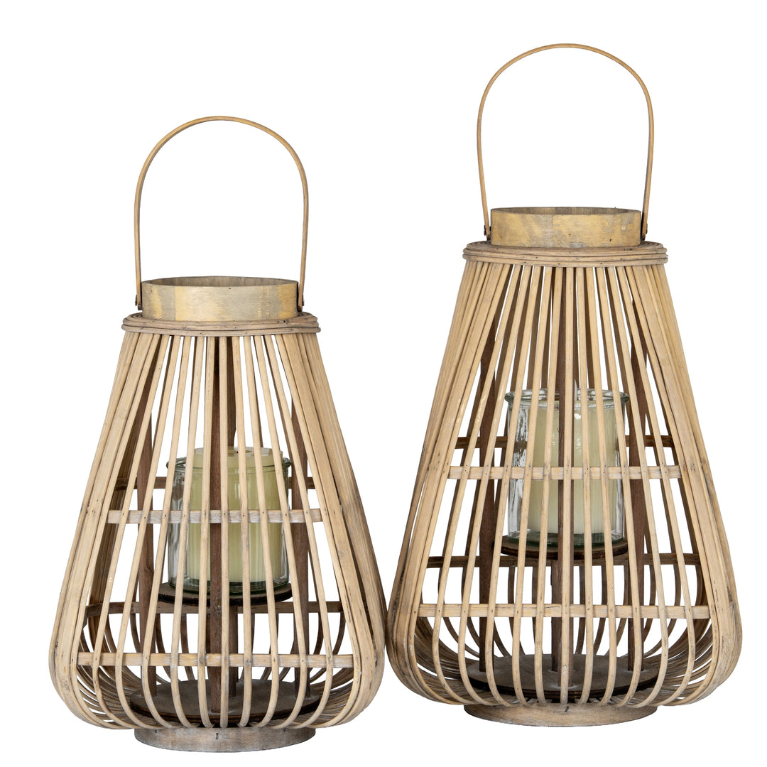 Large Peardrop Wicker Lantern With Glass Holder