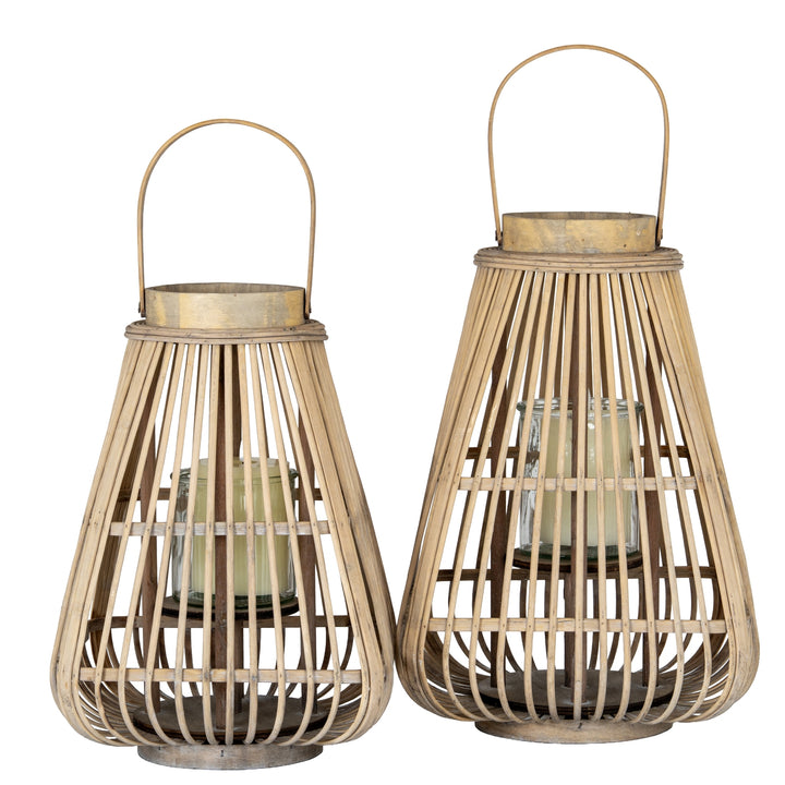 Large Peardrop Wicker Lantern With Glass Holder