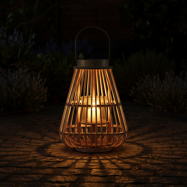 Handcrafted Peardrop Wicker Lantern with Glass Holder for Indoor and Outdoor Decor