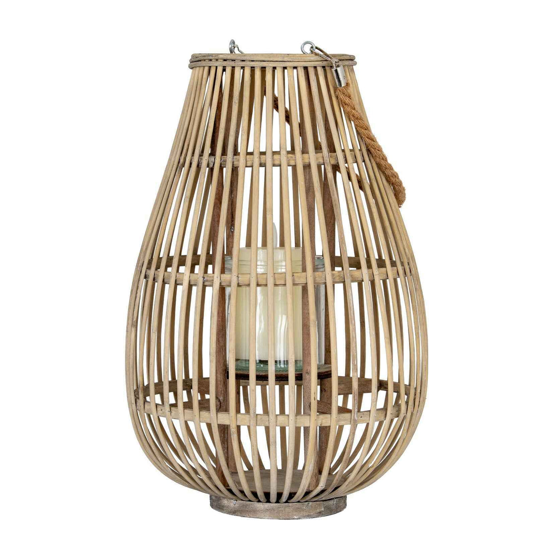 Ellipse Wicker Lantern with Glass Holder Decorative Hanging and Tabletop Accent Lighting