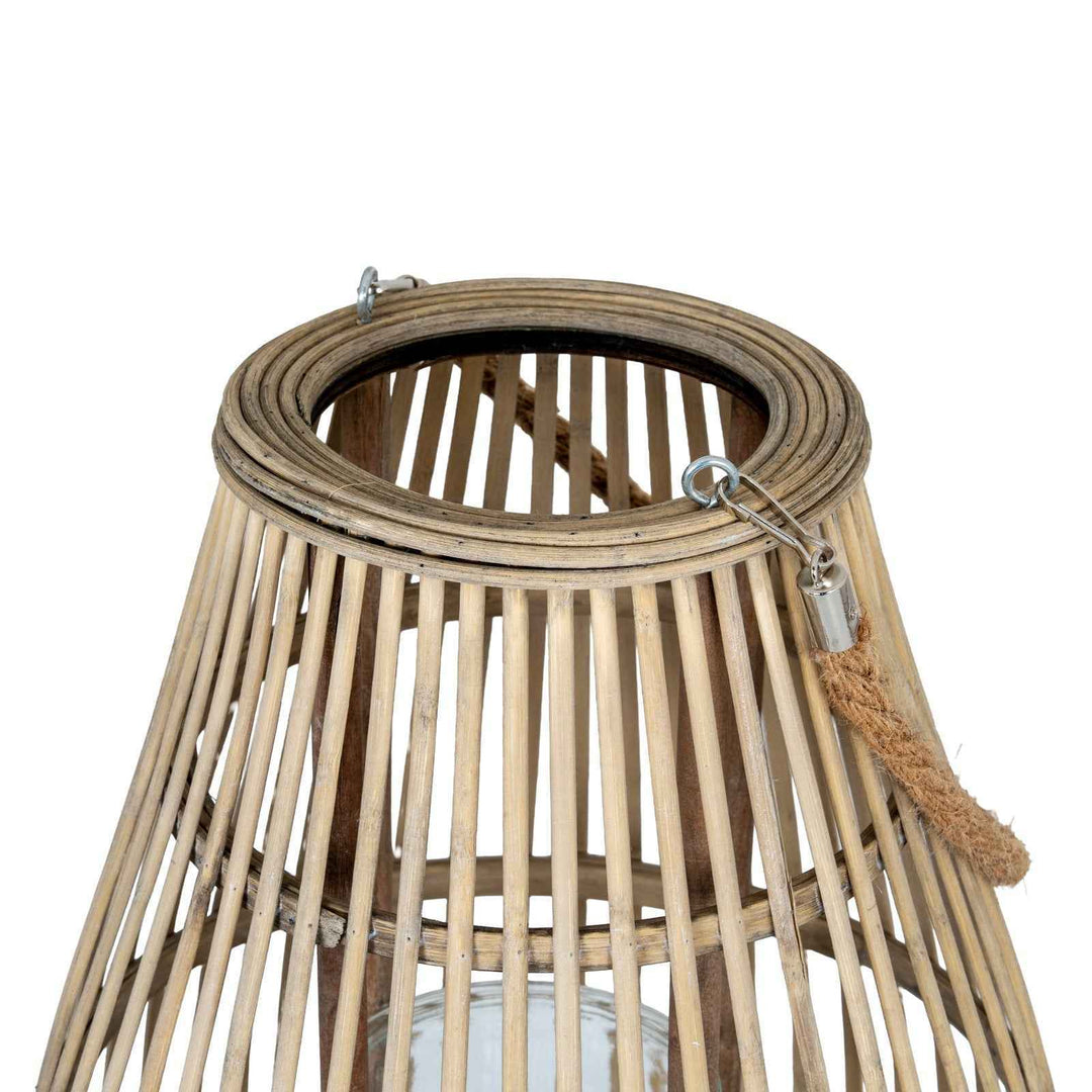 Ellipse Wicker Lantern with Glass Holder Decorative Hanging and Tabletop Accent Lighting