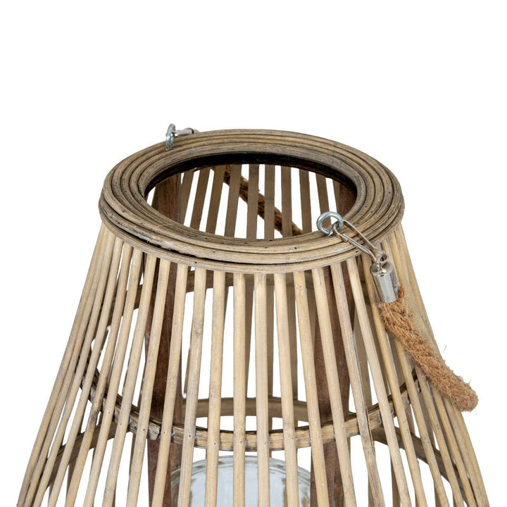 Ellipse Wicker Lantern with Glass Holder Decorative Hanging and Tabletop Accent Lighting