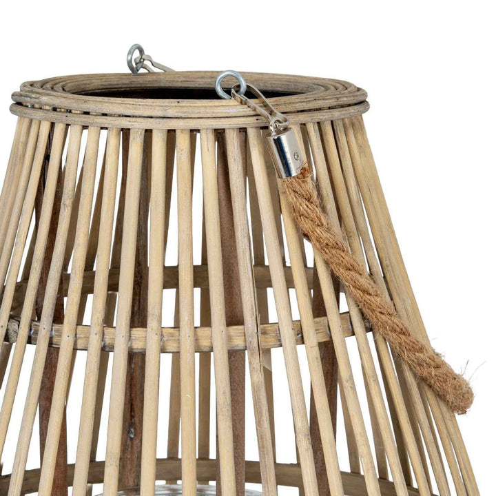 Ellipse Wicker Lantern with Glass Holder Decorative Hanging and Tabletop Accent Lighting
