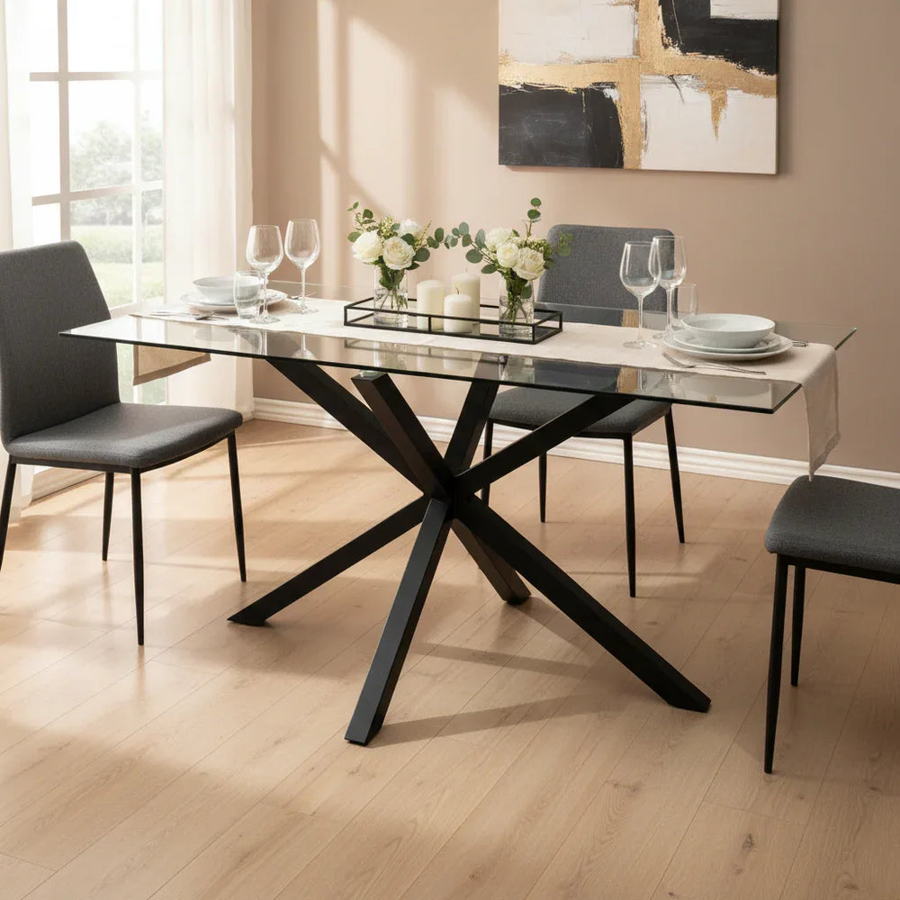 Monza Rectangular Glass Dining Table - TidySpaces