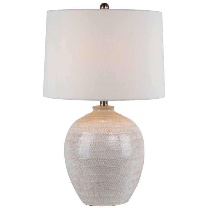Chevronne Ceramic Table Lamp With Linen Shade