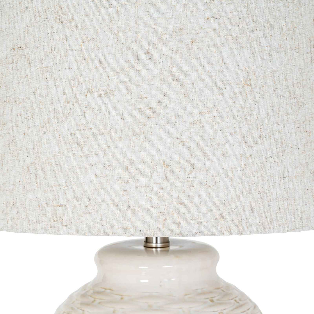 Basketweave Ceramic Table Lamp With Linen Shade