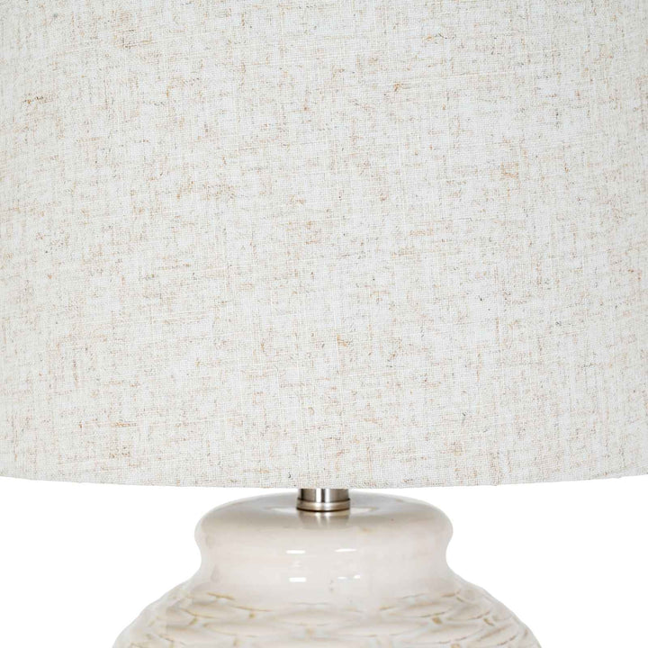 Basketweave Ceramic Table Lamp With Linen Shade