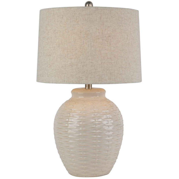 Basketweave Ceramic Table Lamp With Linen Shade