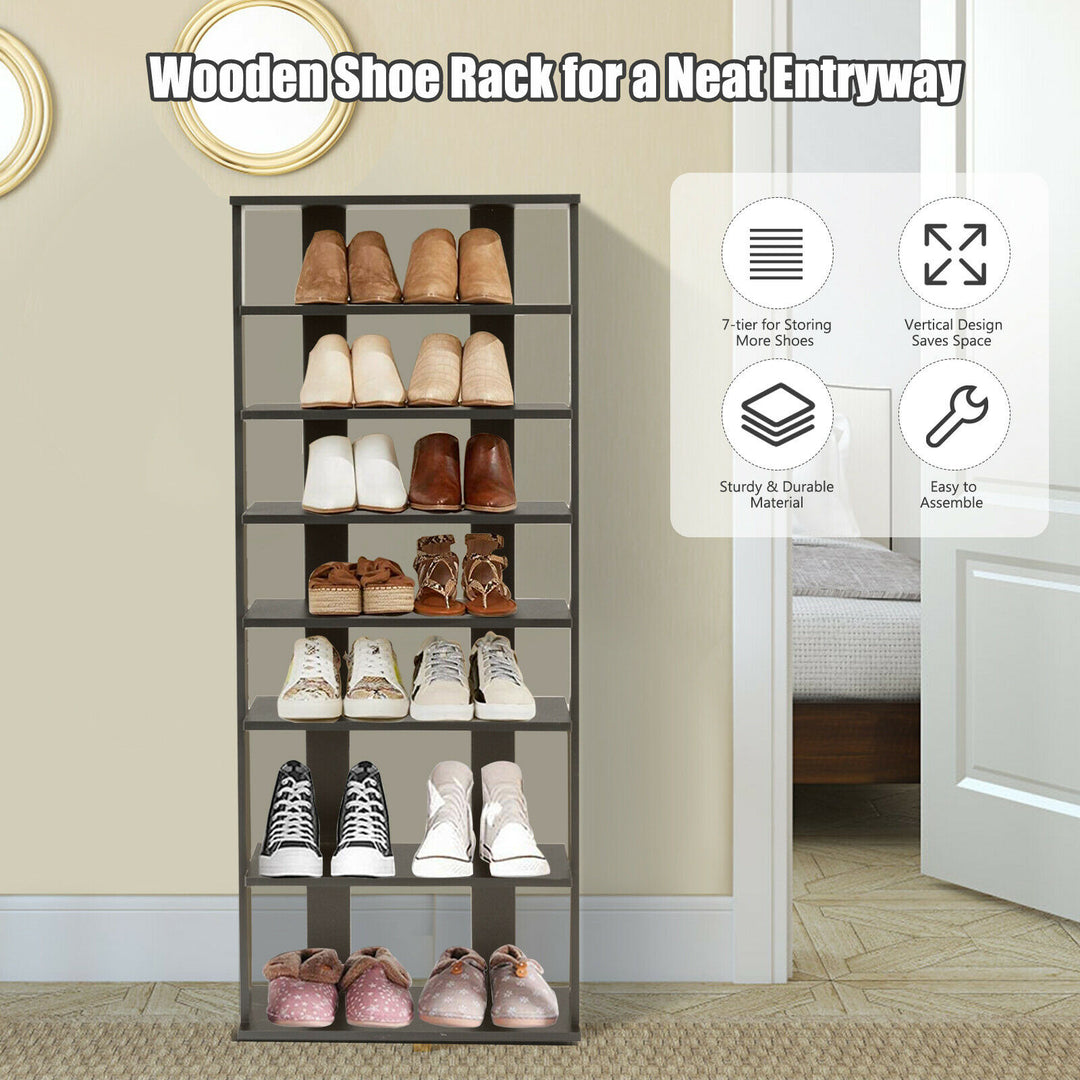 Extra Wide Wooden Vertical Shoe Rack with 7 Shelves