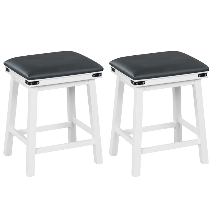 Upholstered Backless Bar Stools Set of 2 with PU Leather Padded Seat