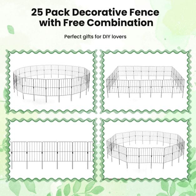 25 Pieces 33 x 61 cm Garden Fence with Rotatable Connector