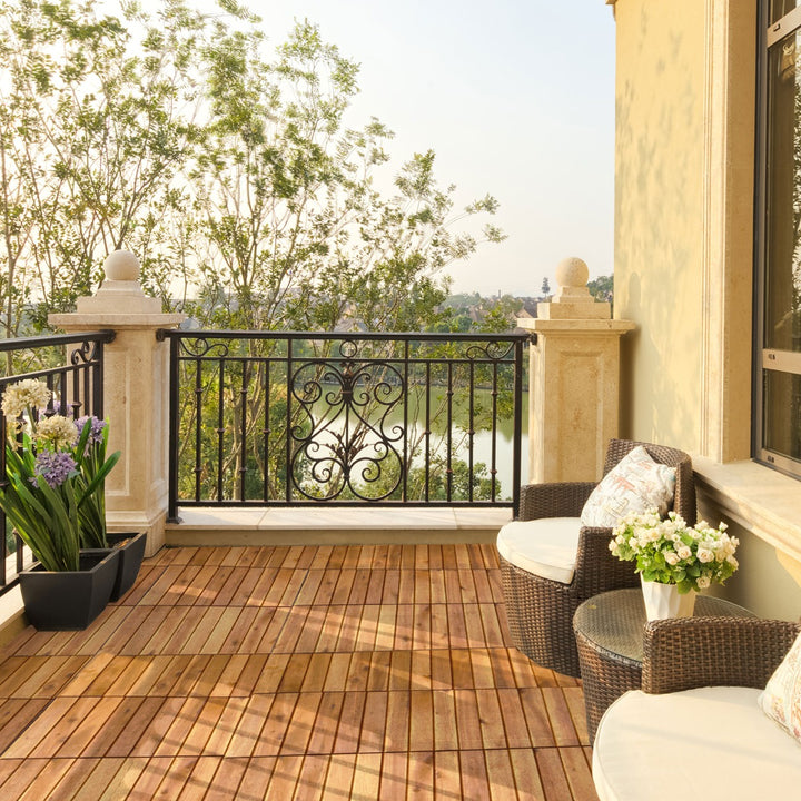 27 PCS Interlocking Patio Deck Tile for Outdoor and Indoor Patio Garden Balcony - TidySpaces