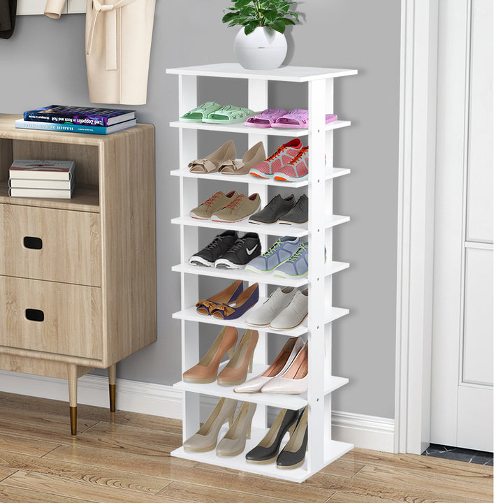 Extra Wide Wooden Vertical Shoe Rack with 7 Shelves