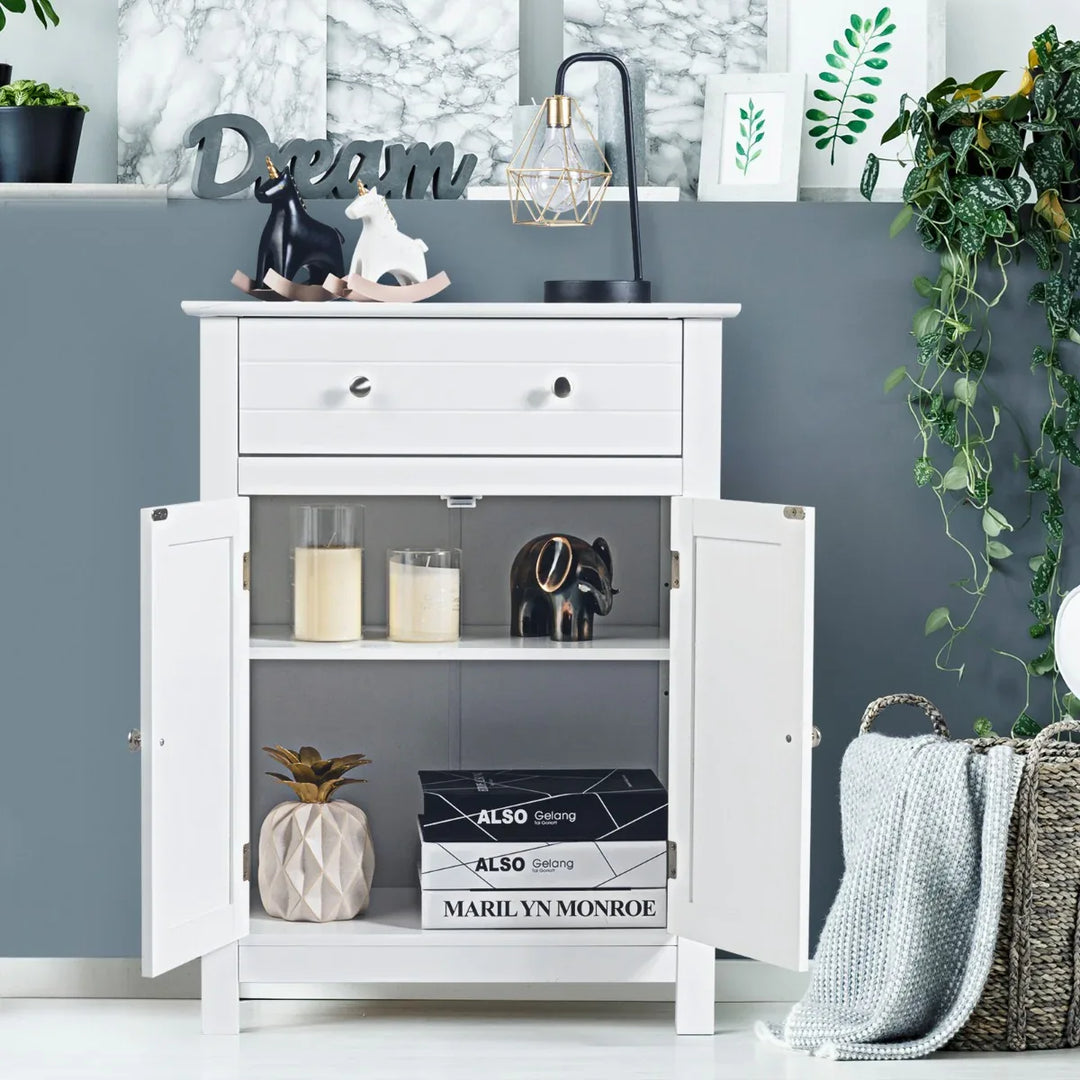 Storage Cabinet with Large Drawer and Adjustable Shelf - TidySpaces