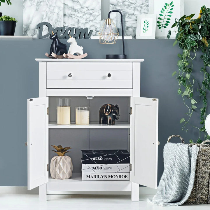 Storage Cabinet with Large Drawer and Adjustable Shelf - TidySpaces