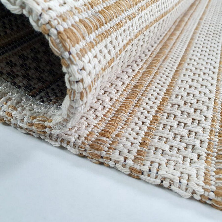 Cotton Rug Mustard Cream Striped