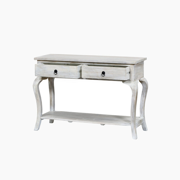 Sally Cottage Style Two Drawer Wooden Console Table - TidySpaces