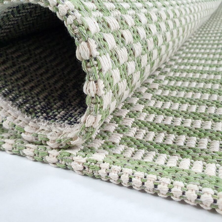 Cotton Rug Runner Green Cream Rug Braided Striped - TidySpaces