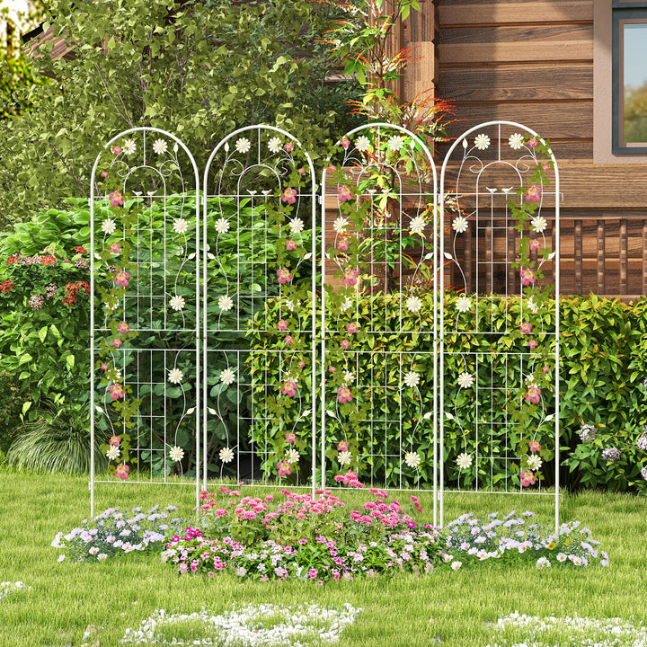 2 Pack 220 cm x 50 cm Metal Garden Trellis for Climbing Plants-White - TidySpaces