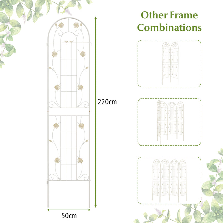 2 Pack 220 cm x 50 cm Metal Garden Trellis for Climbing Plants-White - TidySpaces