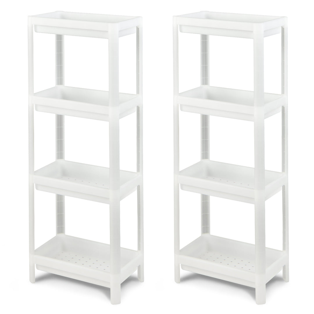2 Pack 4 Tier Slim Kitchen Storage Cart with Drainage Holes - TidySpaces