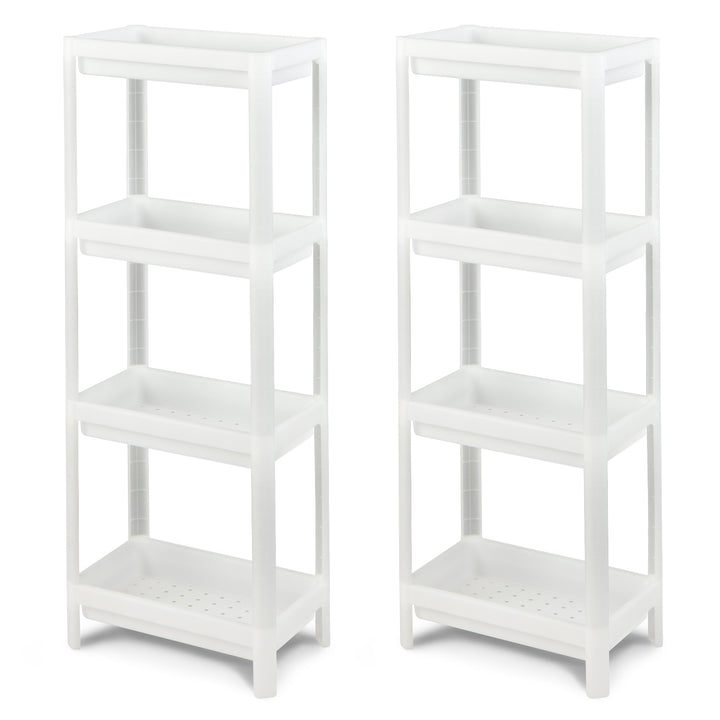 2 Pack 4 Tier Slim Kitchen Storage Cart with Drainage Holes - TidySpaces