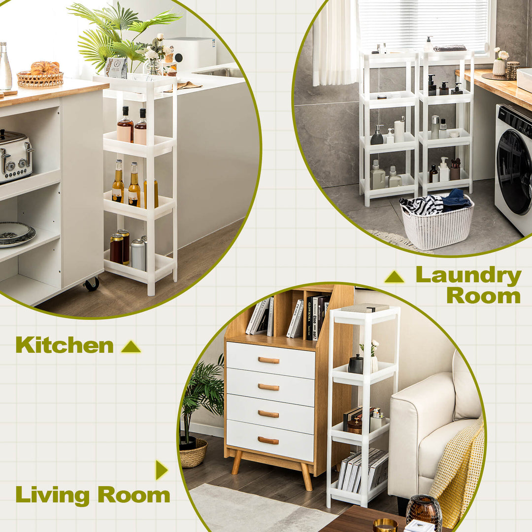 2 Pack 4 Tier Slim Kitchen Storage Cart with Drainage Holes - TidySpaces