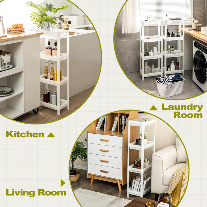 2 Pack 4 Tier Slim Kitchen Storage Cart with Drainage Holes - TidySpaces