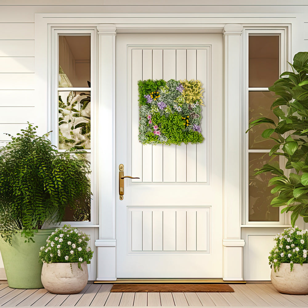 2 Pack Square Framed Artificial Foliage Wall Art with 10 Types of Mixed Faux Plants - TidySpaces