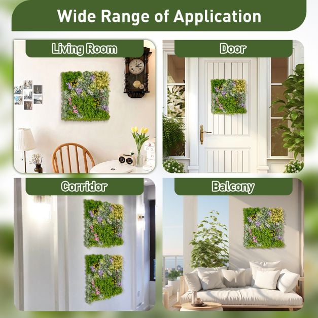 2 Pack Square Framed Artificial Foliage Wall Art with 10 Types of Mixed Faux Plants