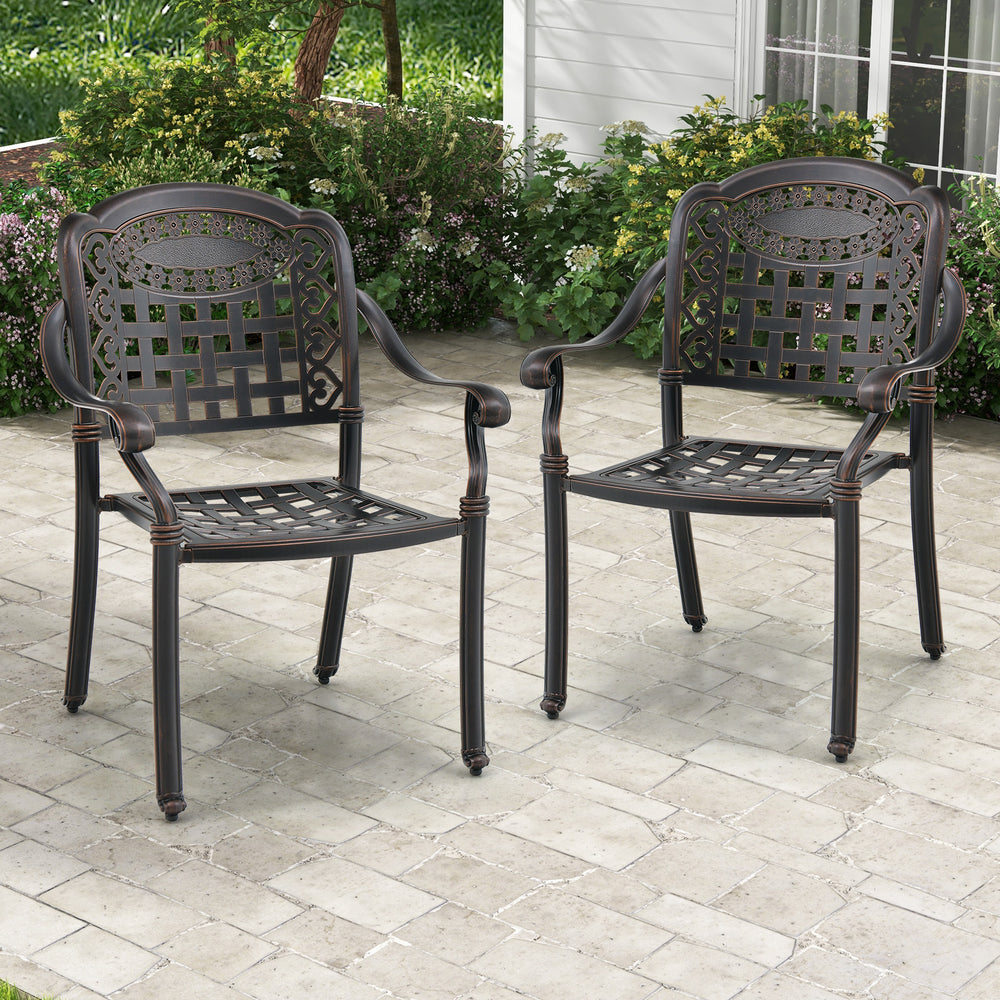 Cast Aluminum Patio Chairs Set of 2 Dining Stackable Outdoor - TidySpaces