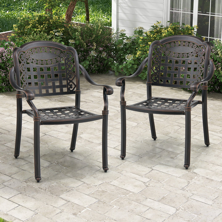Cast Aluminum Patio Chairs Set of 2 Dining Stackable Outdoor - TidySpaces
