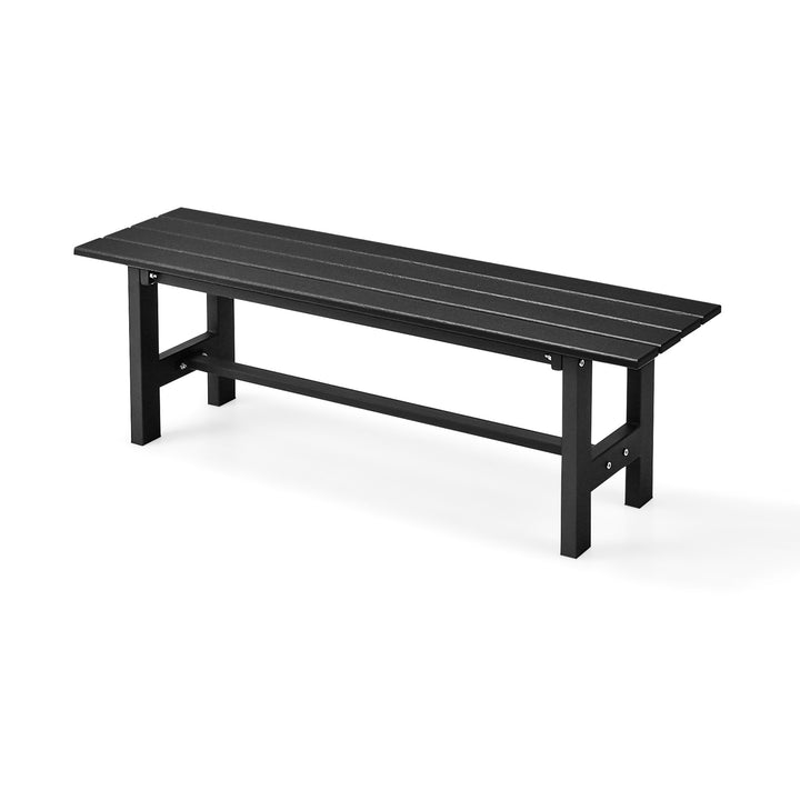2 Person Outdoor Bench with Slatted Seat Black - TidySpaces