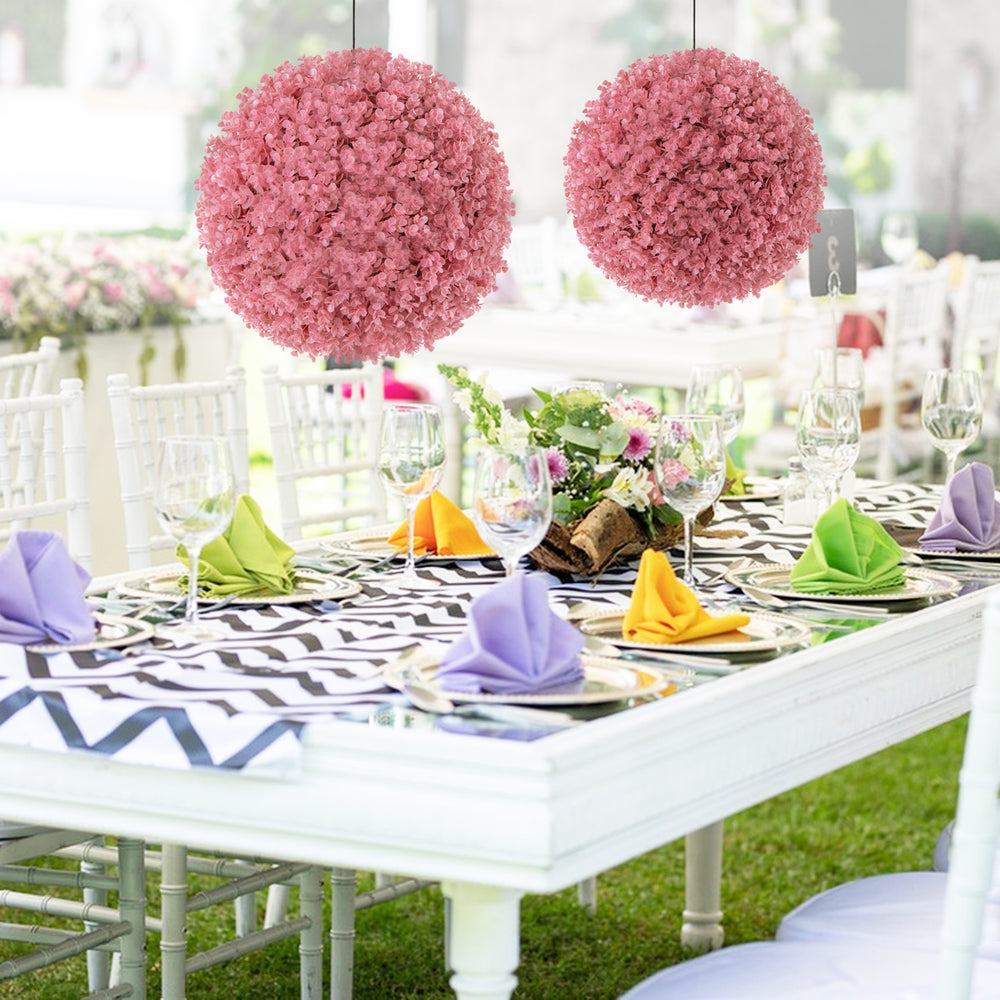 2 Pieces Artificial Plant Topiary Balls with 7 Layers Leaves - TidySpaces