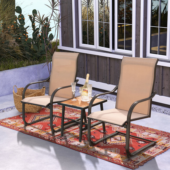 2 Pieces Outdoor Dining Chairs with Cozy and Breathable Seat Fabric-Coffee