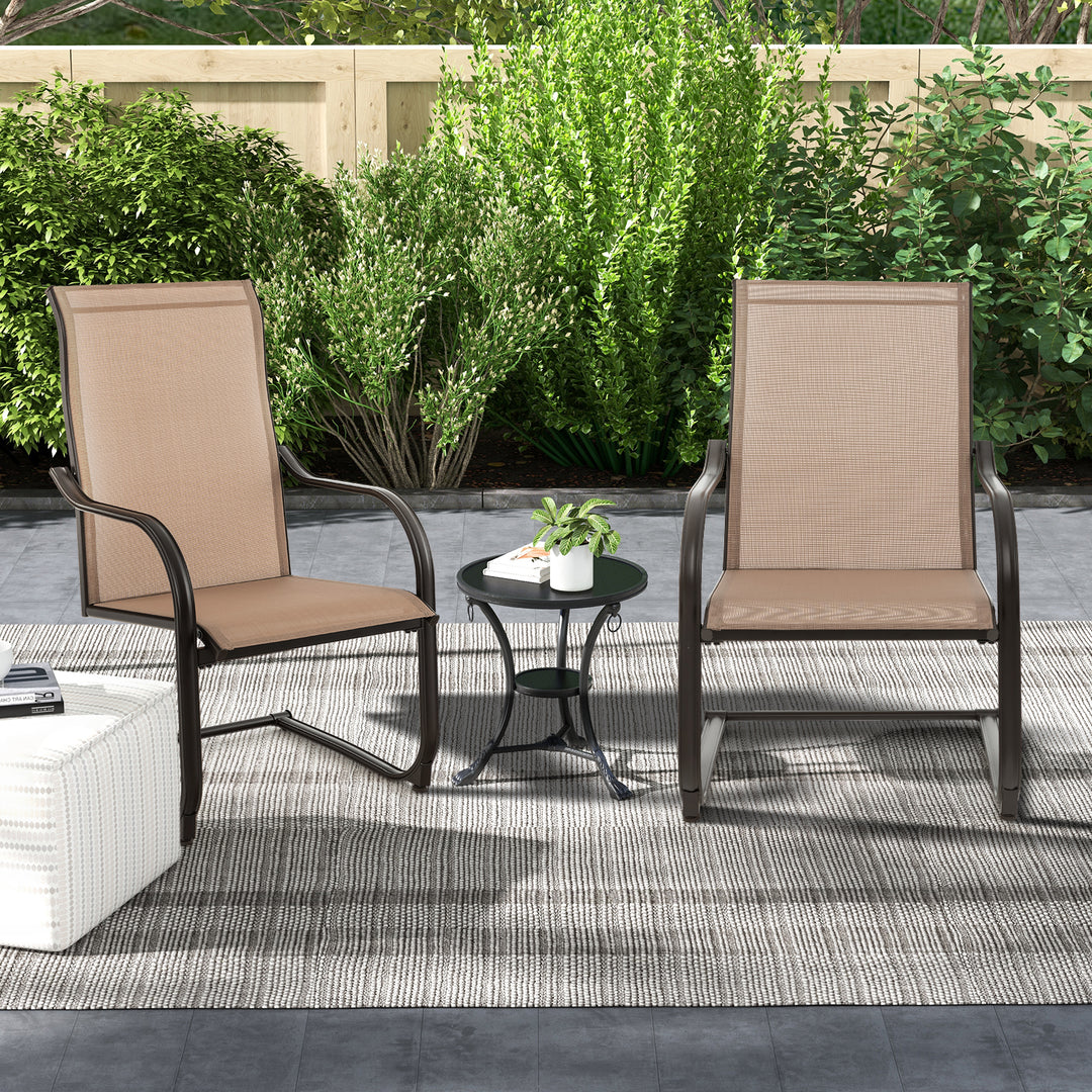 2 Pieces Outdoor Dining Chairs with Cozy and Breathable Seat Fabric-Coffee