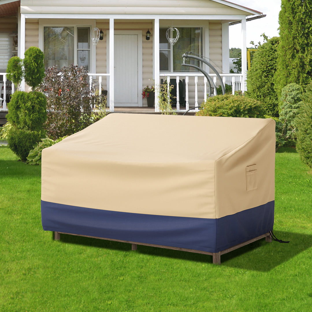 2-Seater Polyester Outdoor Sofa Cover with Air Vents and Handles