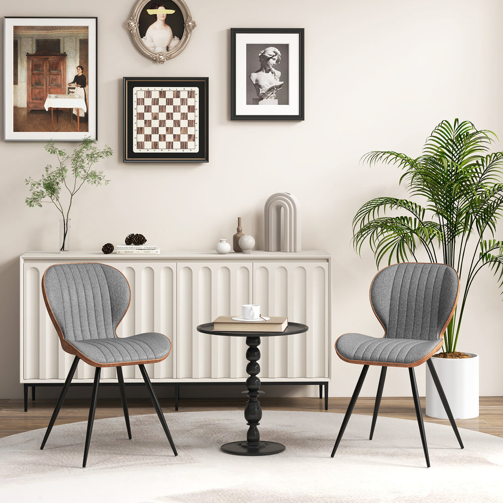 2 Set Armless Dining Chair Modern Accent Chairs with Curved Backrest - TidySpaces
