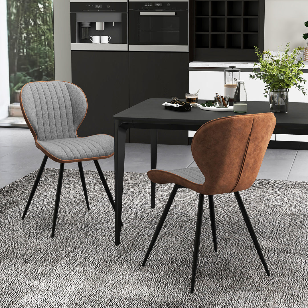 2 Set Armless Dining Chair Modern Accent Chairs with Curved Backrest - TidySpaces